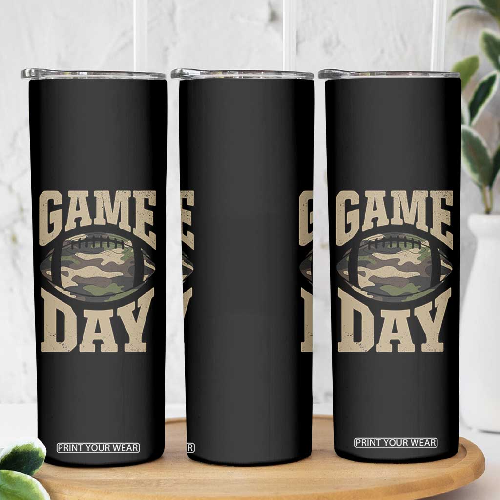 Game Day Football Skinny Tumbler Funny Sunday Retro Camo Camouflage TS10 Print Your Wear