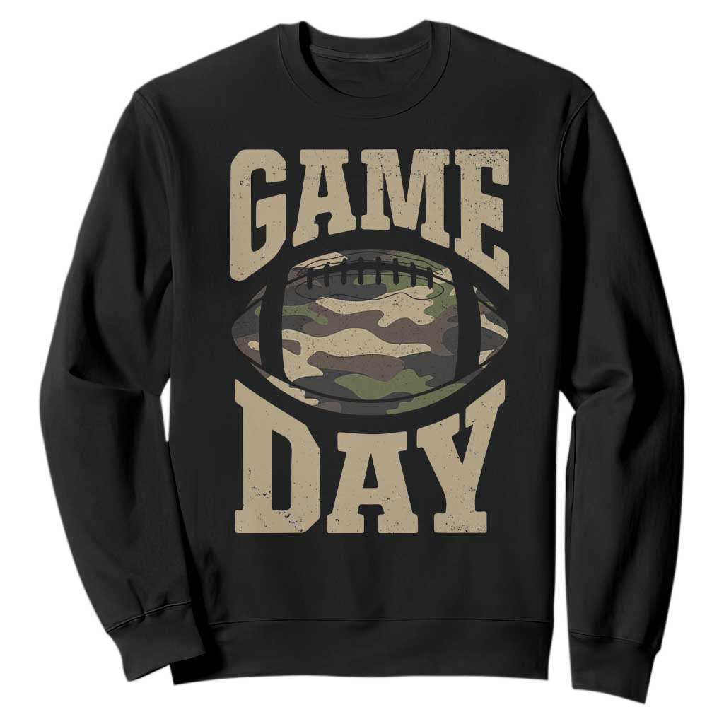 Game Day Football Sweatshirt Funny Sunday Retro Camo Camouflage TS10 Black Print Your Wear