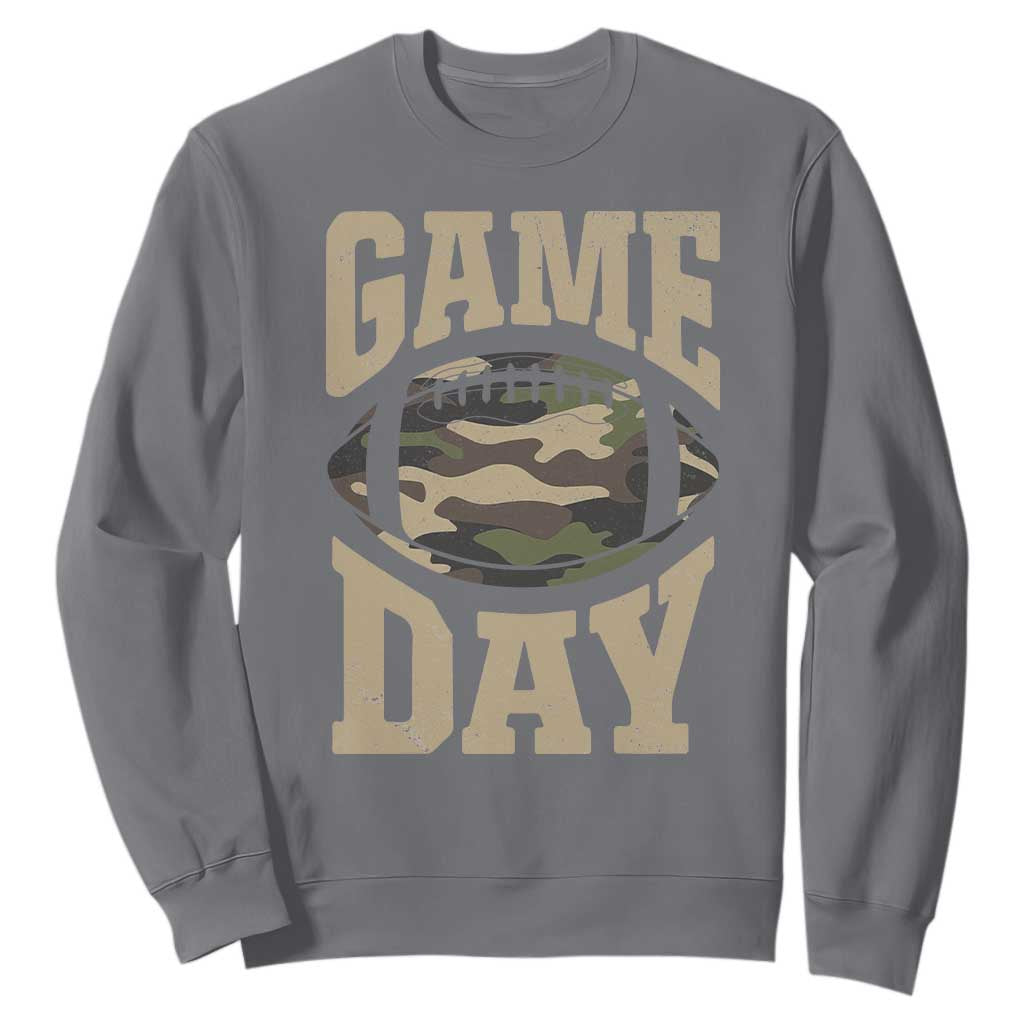 Game Day Football Sweatshirt Funny Sunday Retro Camo Camouflage TS10 Charcoal Print Your Wear