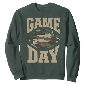 Game Day Football Sweatshirt Funny Sunday Retro Camo Camouflage TS10 Dark Forest Green Print Your Wear