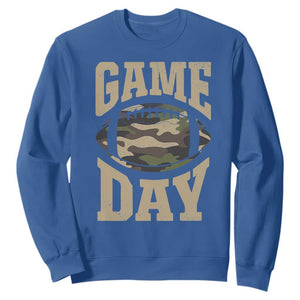 Game Day Football Sweatshirt Funny Sunday Retro Camo Camouflage TS10 Royal Blue Print Your Wear