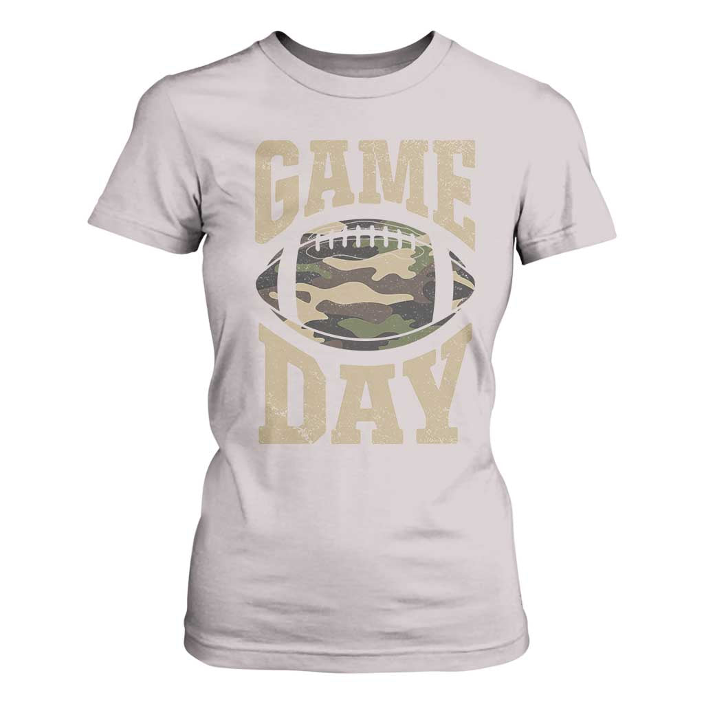 Game Day Football T Shirt For Women Funny Sunday Retro Camo Camouflage TS10 Ice Gray Print Your Wear