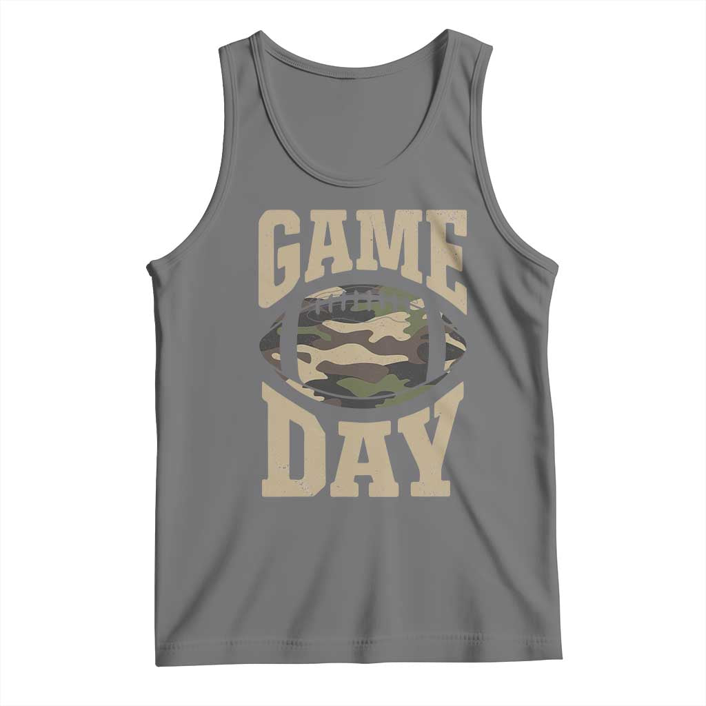 Game Day Football Tank Top Funny Sunday Retro Camo Camouflage TS10 Black Heather Print Your Wear