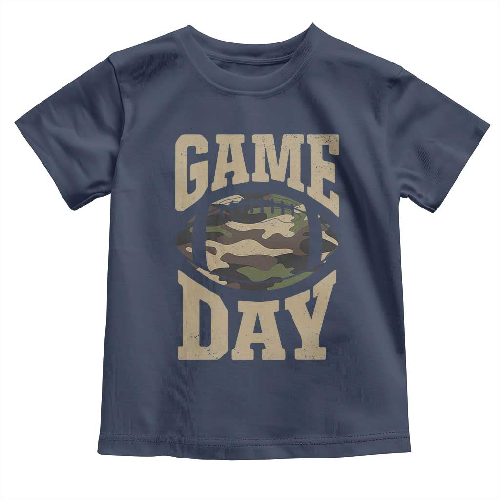 Game Day Football Toddler T Shirt Funny Sunday Retro Camo Camouflage TS10 Navy Print Your Wear