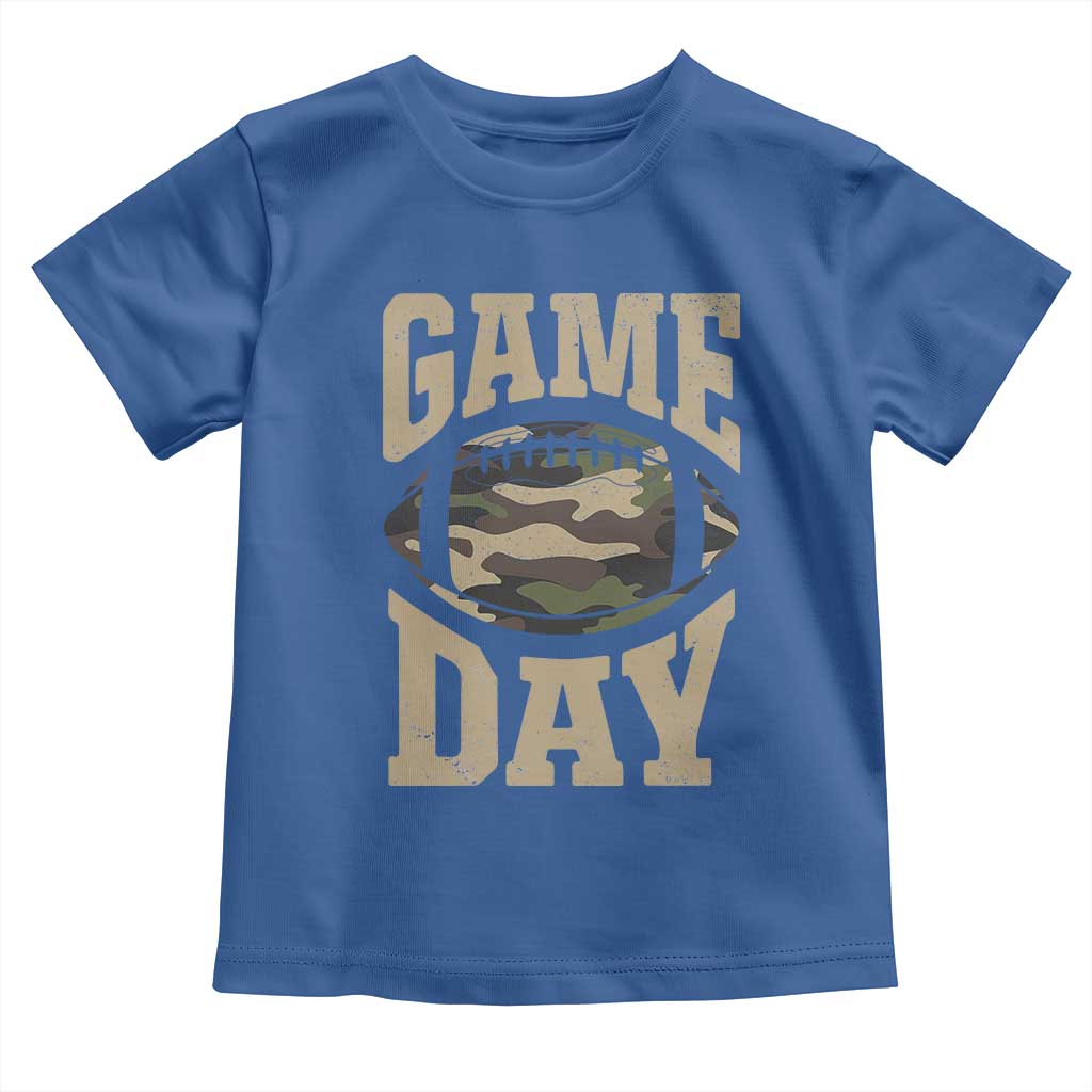 Game Day Football Toddler T Shirt Funny Sunday Retro Camo Camouflage TS10 Royal Blue Print Your Wear
