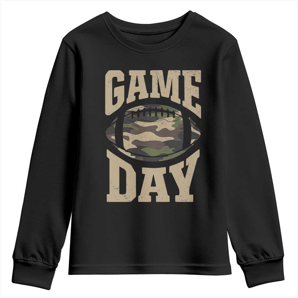 Game Day Football Youth Sweatshirt Funny Sunday Retro Camo Camouflage TS10 Black Print Your Wear