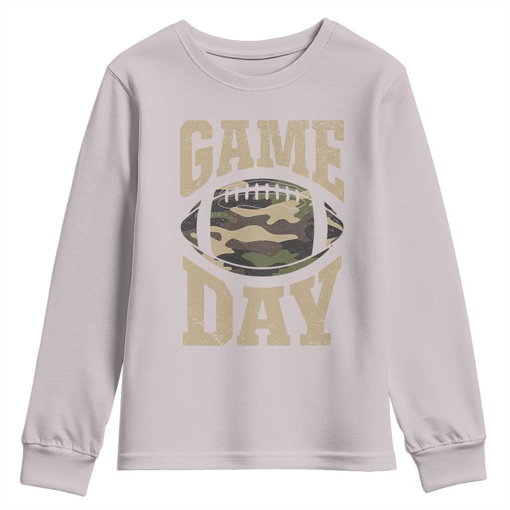 Game Day Football Youth Sweatshirt Funny Sunday Retro Camo Camouflage TS10 Ice Gray Print Your Wear
