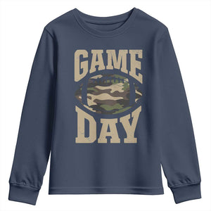 Game Day Football Youth Sweatshirt Funny Sunday Retro Camo Camouflage TS10 Navy Print Your Wear