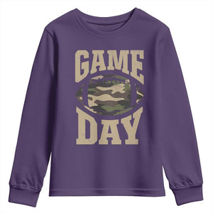 Game Day Football Youth Sweatshirt Funny Sunday Retro Camo Camouflage TS10 Purple Print Your Wear