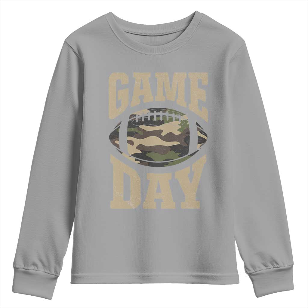 Game Day Football Youth Sweatshirt Funny Sunday Retro Camo Camouflage TS10 Sport Gray Print Your Wear