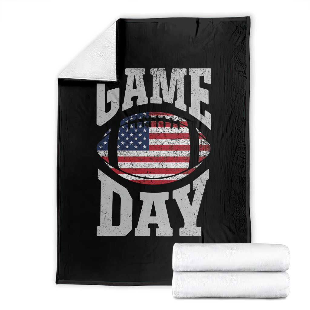 Game Day Football Throw Blanket Funny Sunday Retro Patriotic American Flag TS10 Black Print Your Wear