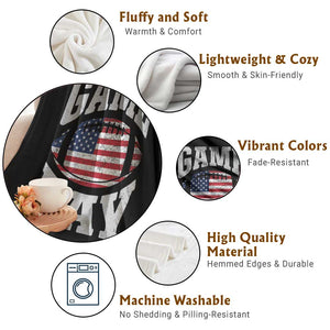 Game Day Football Throw Blanket Funny Sunday Retro Patriotic American Flag TS10 Print Your Wear