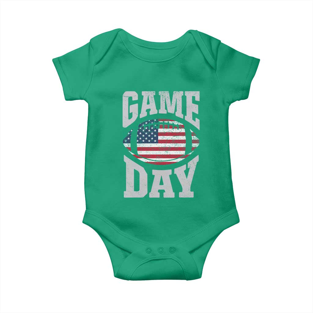Game Day Football Baby Onesie Funny Sunday Retro Patriotic American Flag TS10 Irish Green Print Your Wear