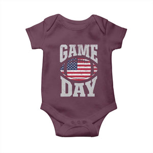 Game Day Football Baby Onesie Funny Sunday Retro Patriotic American Flag TS10 Maroon Print Your Wear