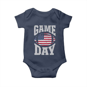 Game Day Football Baby Onesie Funny Sunday Retro Patriotic American Flag TS10 Navy Print Your Wear