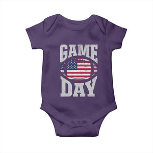 Game Day Football Baby Onesie Funny Sunday Retro Patriotic American Flag TS10 Purple Print Your Wear