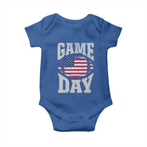 Game Day Football Baby Onesie Funny Sunday Retro Patriotic American Flag TS10 Royal Blue Print Your Wear