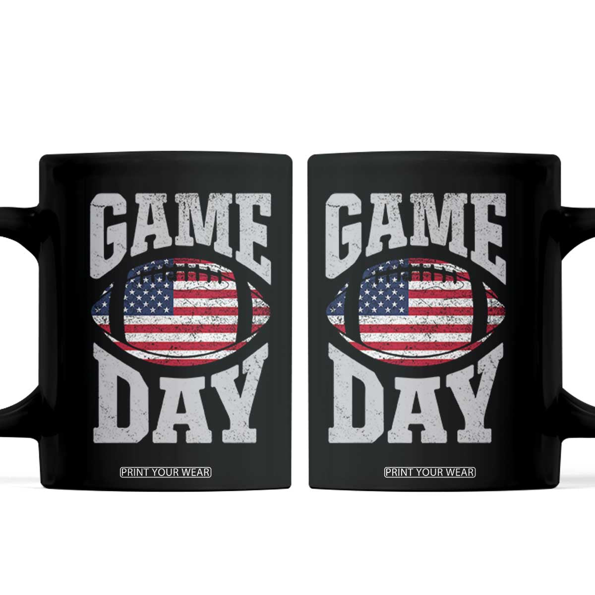 Game Day Football Coffee Mug Funny Sunday Retro Patriotic American Flag TS10 Black Print Your Wear