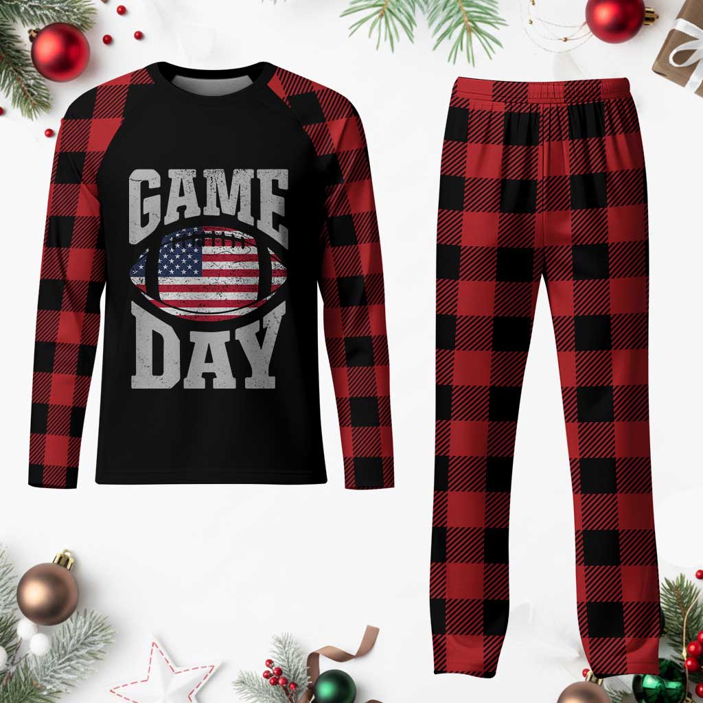Game Day Football Plaid Pajama Set Funny Sunday Retro Patriotic American Flag TS10 Buffalo Plaid Print Your Wear