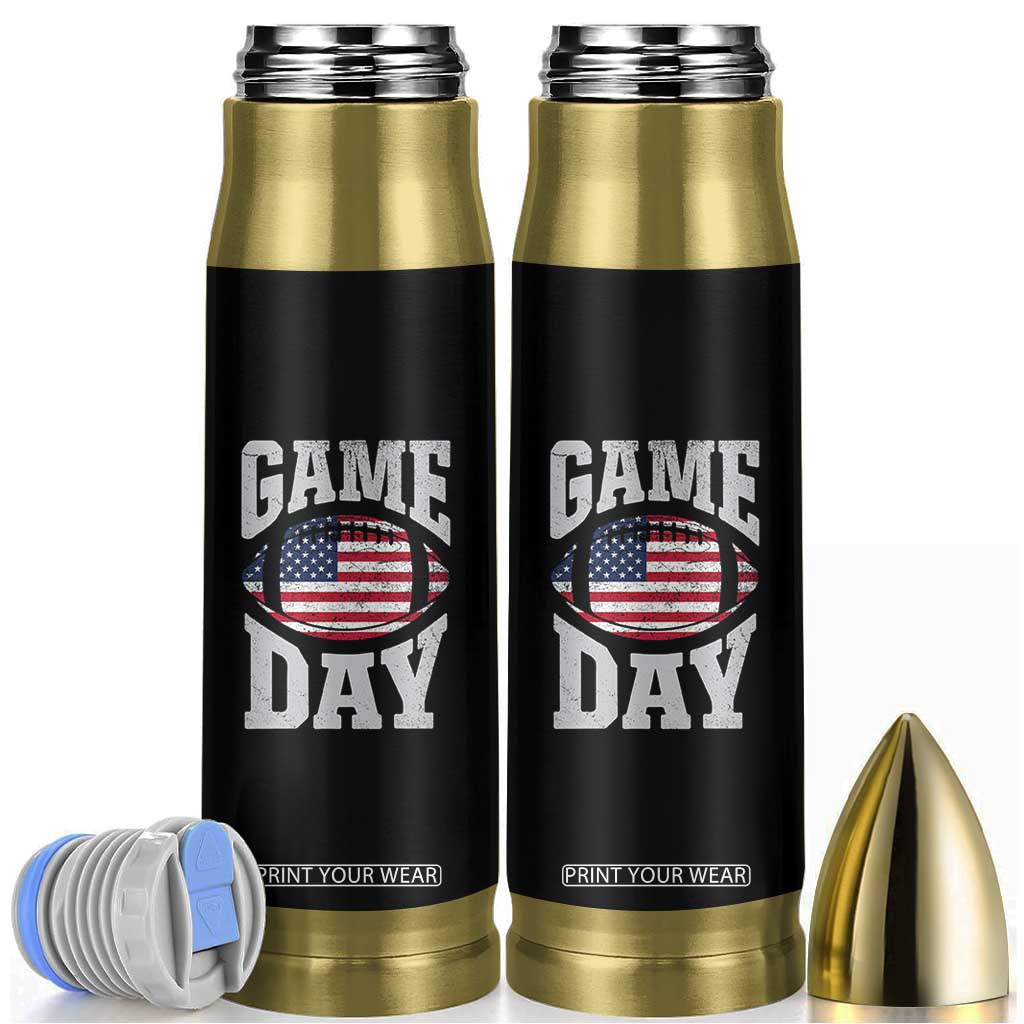 Game Day Football Bullet Tumbler Funny Sunday Retro Patriotic American Flag TS10 Black Print Your Wear