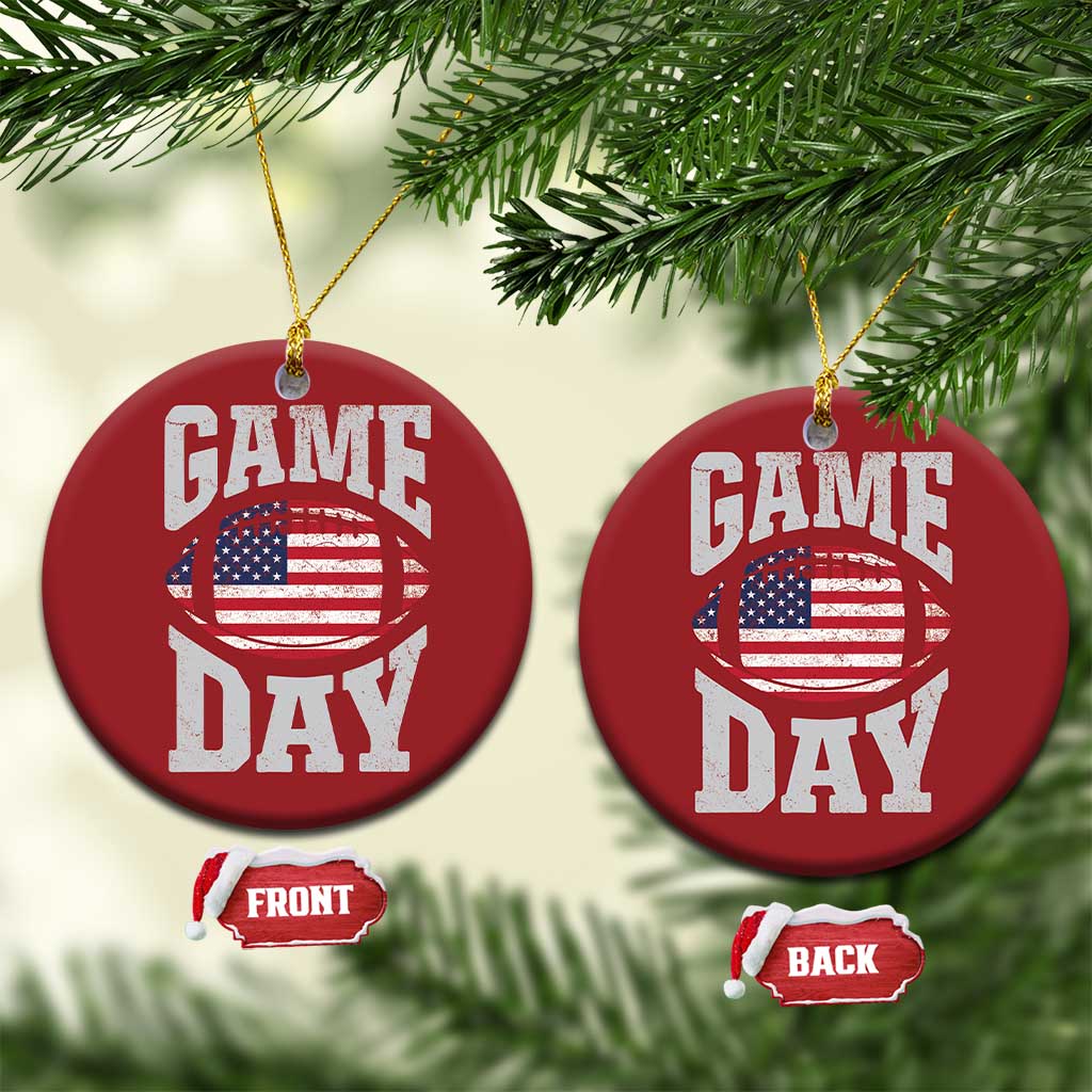Game Day Football Christmas Ornament Funny Sunday Retro Patriotic American Flag TS10 Circle Red Print Your Wear