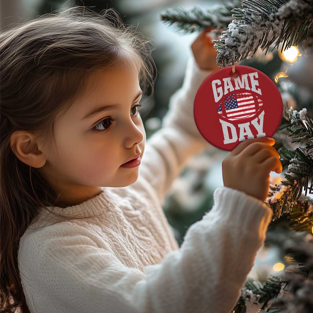 Game Day Football Christmas Ornament Funny Sunday Retro Patriotic American Flag TS10 Print Your Wear