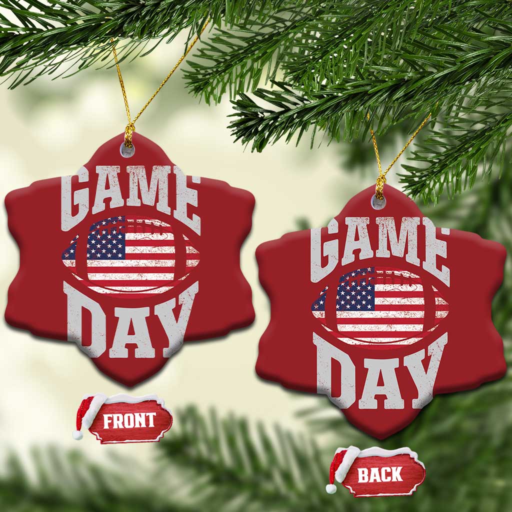 Game Day Football Christmas Ornament Funny Sunday Retro Patriotic American Flag TS10 Snow Flake Red Print Your Wear
