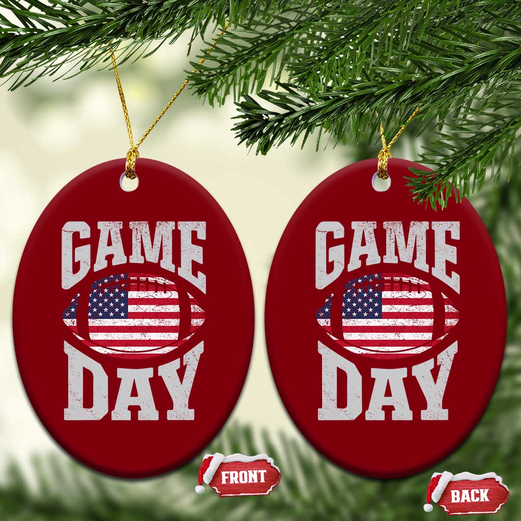 Game Day Football Ceramic Ornament Funny Sunday Retro Patriotic American Flag TS10 Print Your Wear