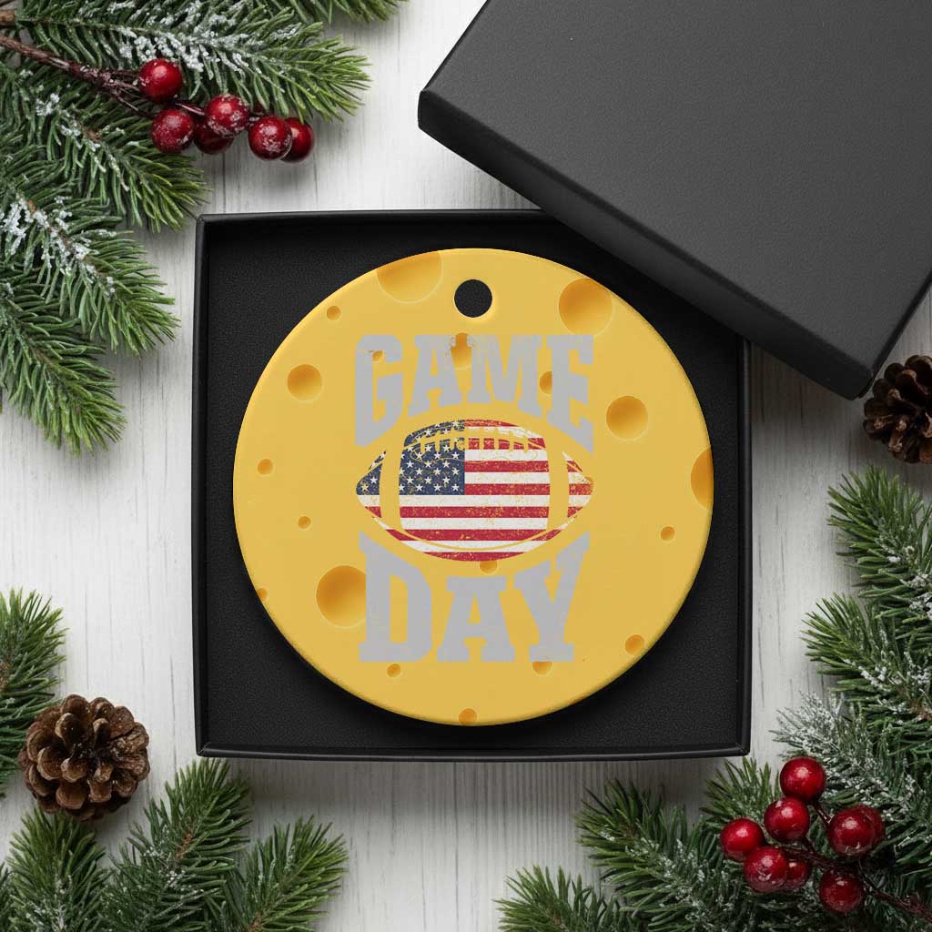 Game Day Football Ceramic Ornament Funny Sunday Retro Patriotic American Flag TS10 1pc Yellow Cheese Print Your Wear