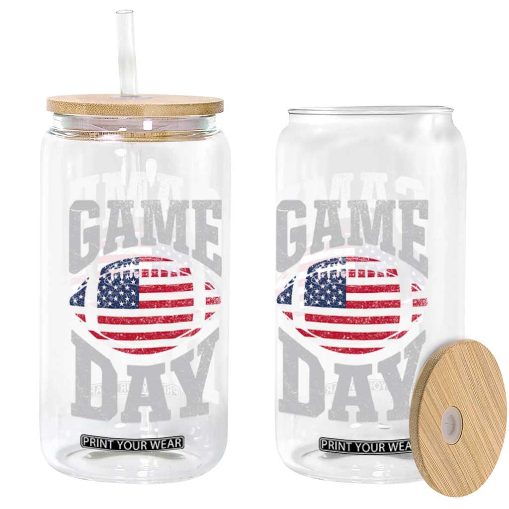 Game Day Football Glass Can Funny Sunday Retro Patriotic American Flag TS10 Print Your Wear