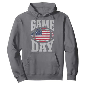 Game Day Football Hoodie Funny Sunday Retro Patriotic American Flag TS10 Charcoal Print Your Wear