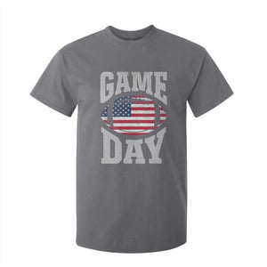 Game Day Football T Shirt For Kid Funny Sunday Retro Patriotic American Flag TS10 Charcoal Print Your Wear