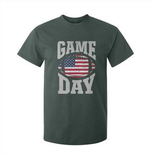Game Day Football T Shirt For Kid Funny Sunday Retro Patriotic American Flag TS10 Dark Forest Green Print Your Wear