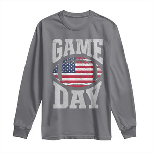 Game Day Football Long Sleeve Shirt Funny Sunday Retro Patriotic American Flag TS10 Charcoal Print Your Wear