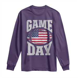 Game Day Football Long Sleeve Shirt Funny Sunday Retro Patriotic American Flag TS10 Purple Print Your Wear