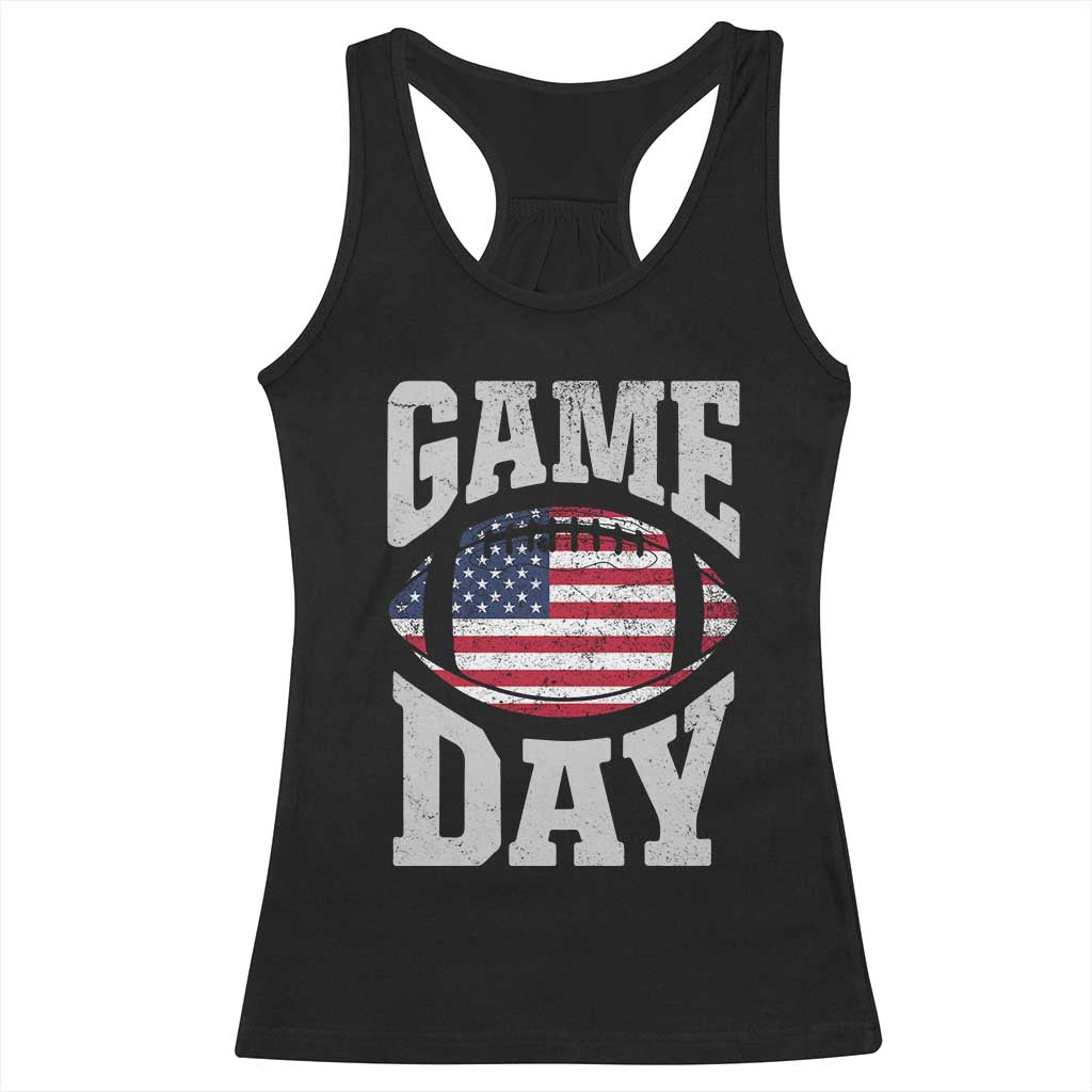 Game Day Football Racerback Tank Top Funny Sunday Retro Patriotic American Flag TS10 Black Print Your Wear