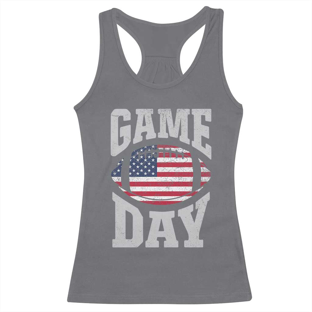 Game Day Football Racerback Tank Top Funny Sunday Retro Patriotic American Flag TS10 Charcoal Print Your Wear