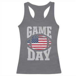 Game Day Football Racerback Tank Top Funny Sunday Retro Patriotic American Flag TS10 Charcoal Print Your Wear