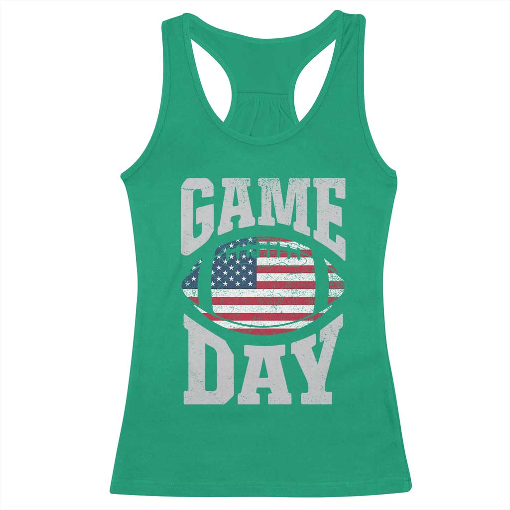 Game Day Football Racerback Tank Top Funny Sunday Retro Patriotic American Flag TS10 Irish Green Print Your Wear