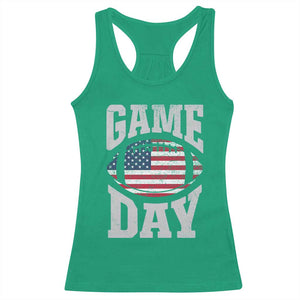 Game Day Football Racerback Tank Top Funny Sunday Retro Patriotic American Flag TS10 Irish Green Print Your Wear
