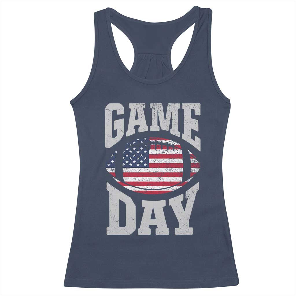 Game Day Football Racerback Tank Top Funny Sunday Retro Patriotic American Flag TS10 Navy Print Your Wear