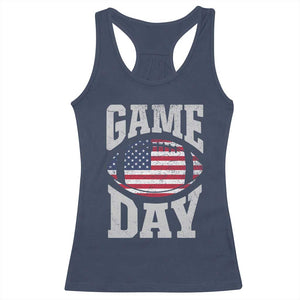 Game Day Football Racerback Tank Top Funny Sunday Retro Patriotic American Flag TS10 Navy Print Your Wear