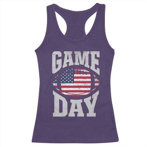 Game Day Football Racerback Tank Top Funny Sunday Retro Patriotic American Flag TS10 Purple Print Your Wear