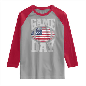 Game Day Football Raglan Shirt Funny Sunday Retro Patriotic American Flag TS10 Sport Gray Red Print Your Wear