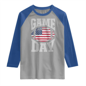 Game Day Football Raglan Shirt Funny Sunday Retro Patriotic American Flag TS10 Sport Gray Royal Print Your Wear