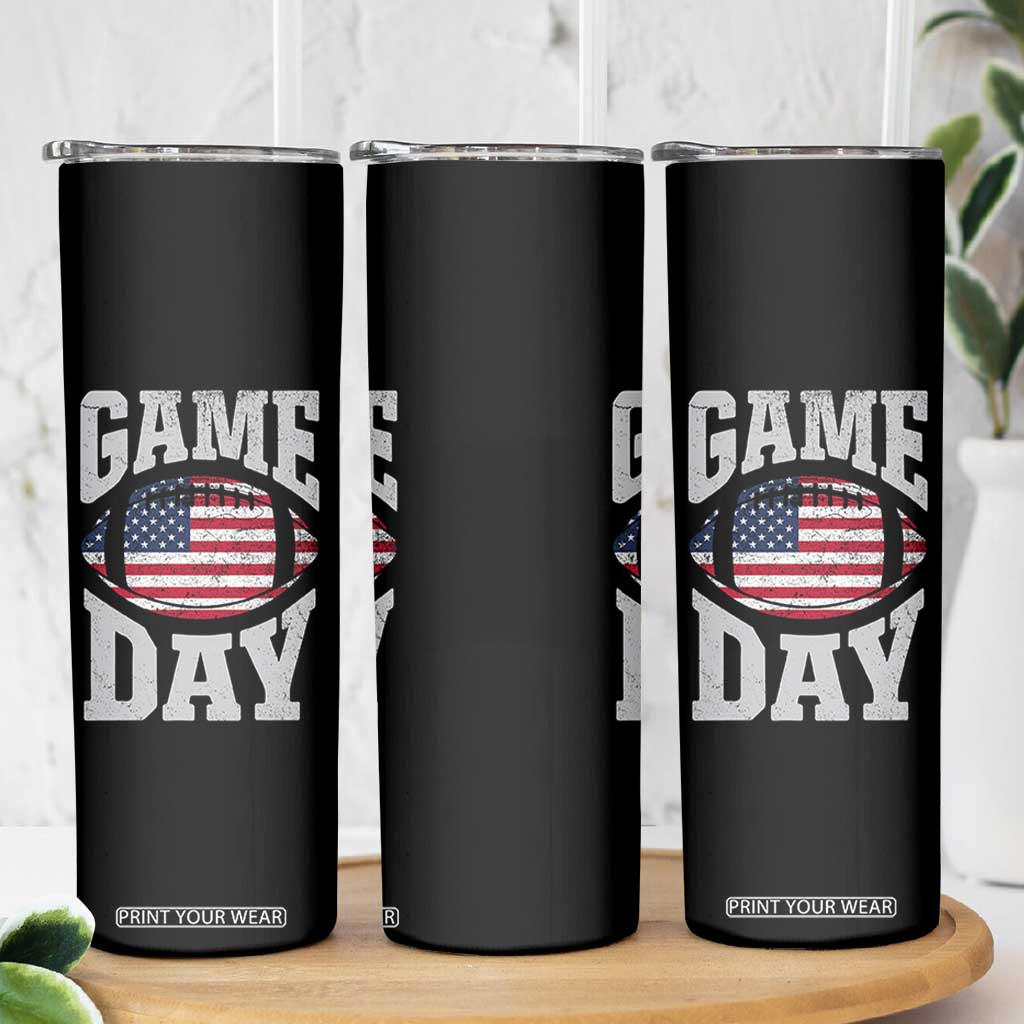 Game Day Football Skinny Tumbler Funny Sunday Retro Patriotic American Flag TS10 Print Your Wear