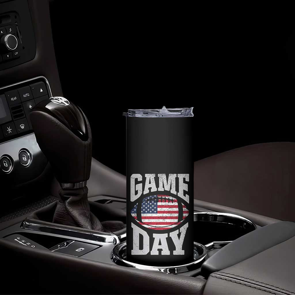 Game Day Football Skinny Tumbler Funny Sunday Retro Patriotic American Flag TS10 Print Your Wear