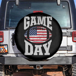 Game Day Football Spare Tire Cover Funny Sunday Retro Patriotic American Flag TS10 No hole Black Print Your Wear