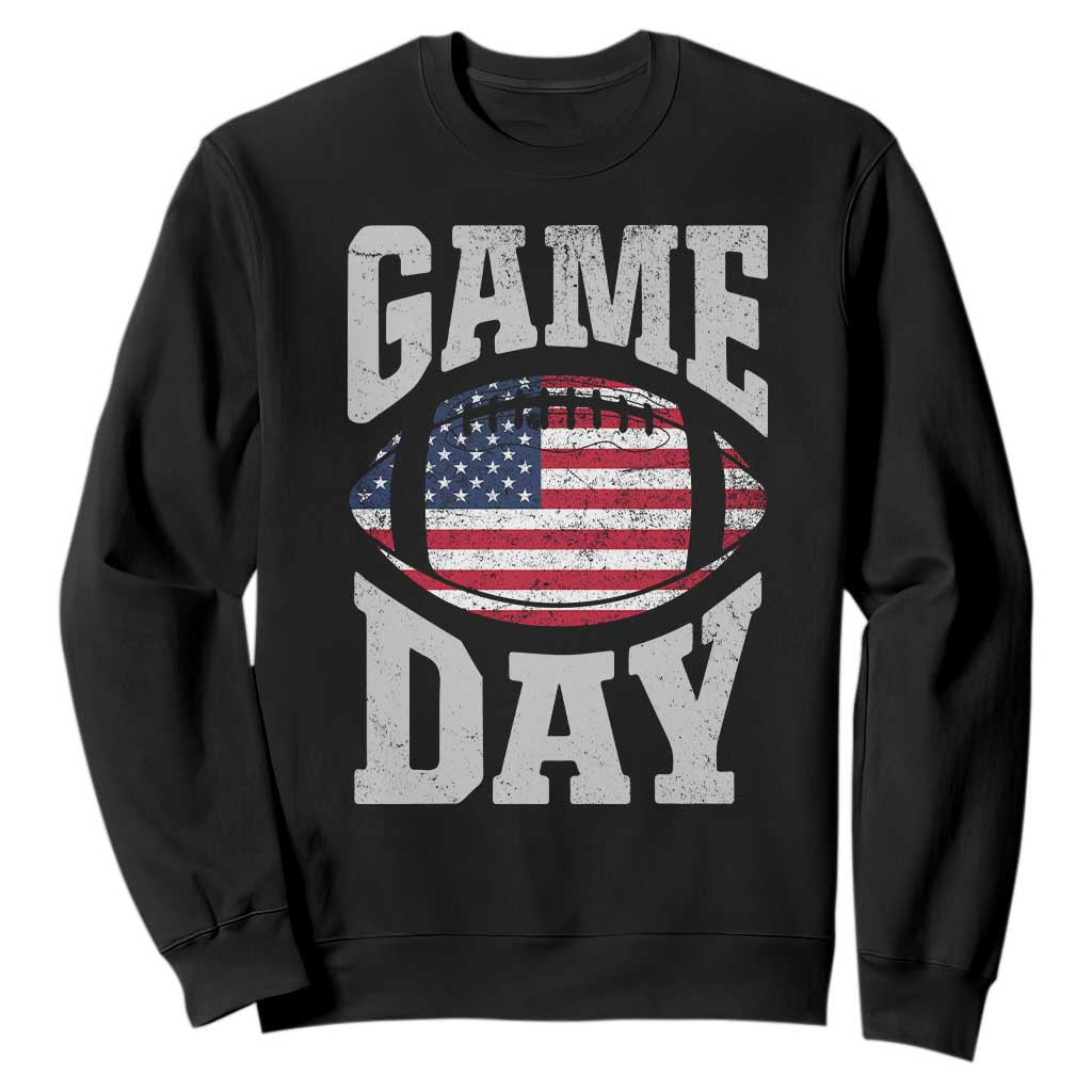 Game Day Football Sweatshirt Funny Sunday Retro Patriotic American Flag TS10 Black Print Your Wear