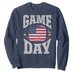 Game Day Football Sweatshirt Funny Sunday Retro Patriotic American Flag TS10 Navy Print Your Wear